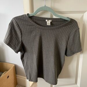Bozzolo Charcoal Ribbed Crop Top